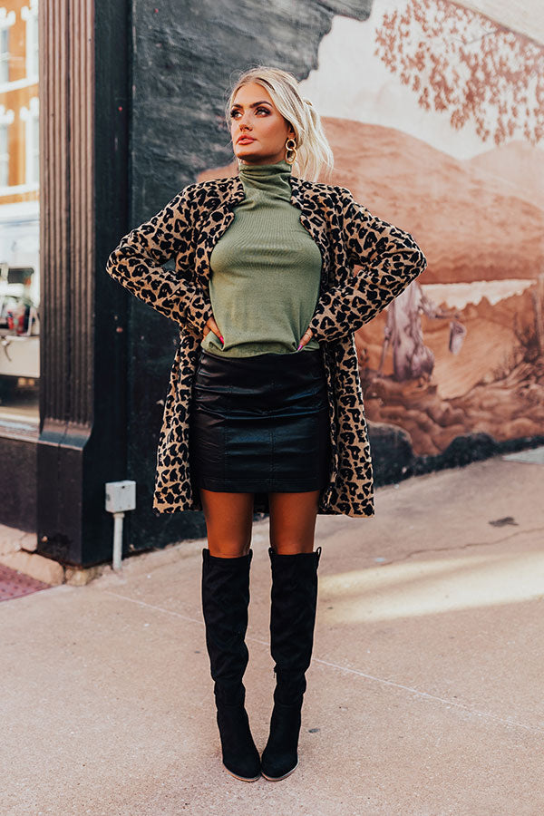 Stroke Of Midnight Faux Leather Skirt In Black