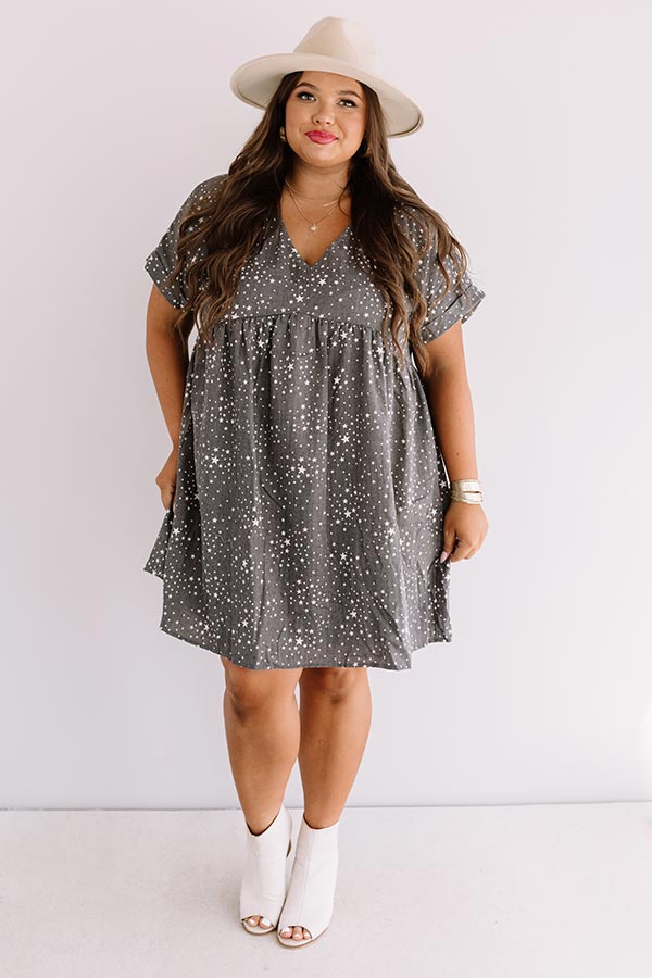 Casual Occasion Babydoll Dress In Charcoal Curves Casual Occasion Babydoll Dress In Charcoal Curves