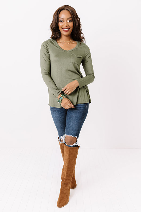Aspen Hideaway Shift Top In Olive