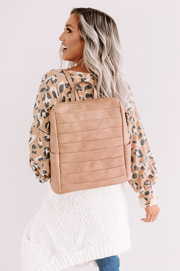 Solo In Soho Faux Leather Backpack In Iced Latte
