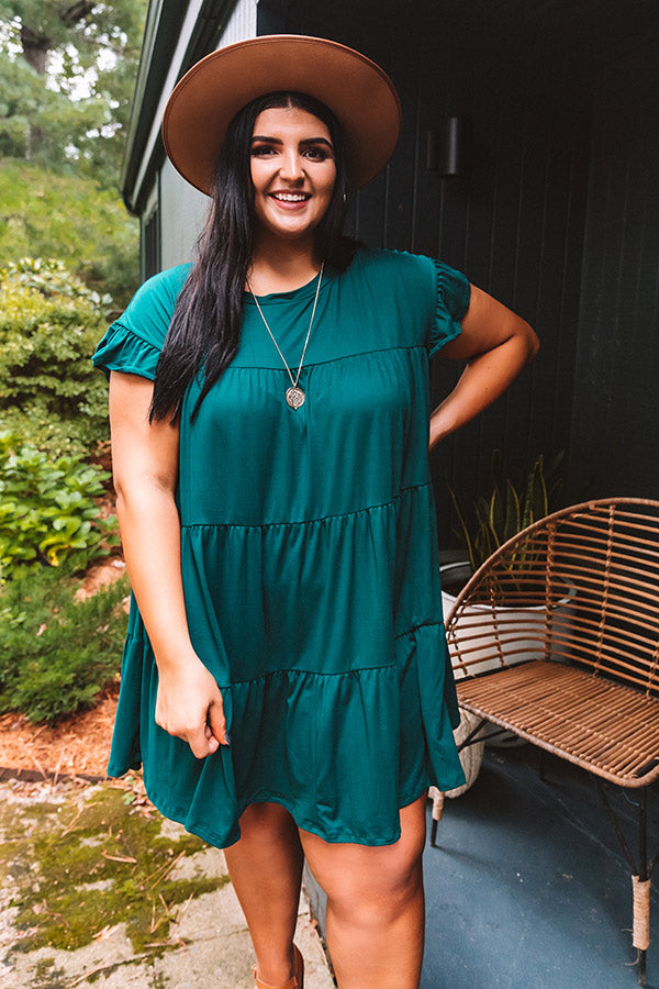 Ready To Party Babydoll Dress In Hunter Green Curves Ready To Party Babydoll Dress In Hunter Green Curves