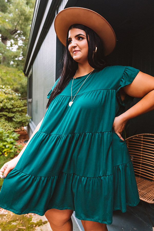 Ready To Party Babydoll Dress In Hunter Green Curves Ready To Party Babydoll Dress In Hunter Green Curves