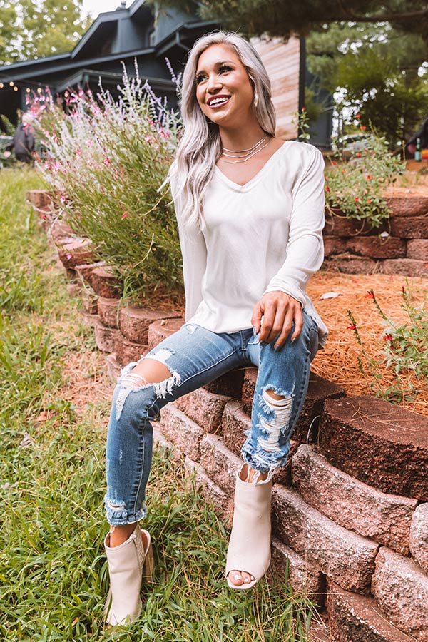 In Between The Pines Shift Top In Stone