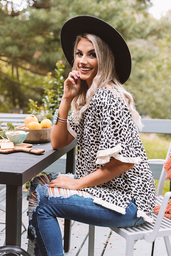 Town Hall Leopard Shift Top In Ivory