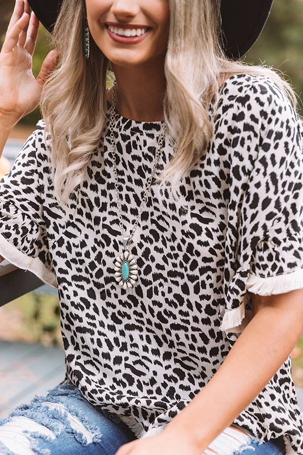 Town Hall Leopard Shift Top In Ivory