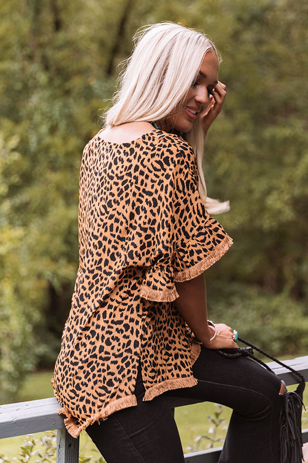 Town Hall Leopard Shift Top In Camel