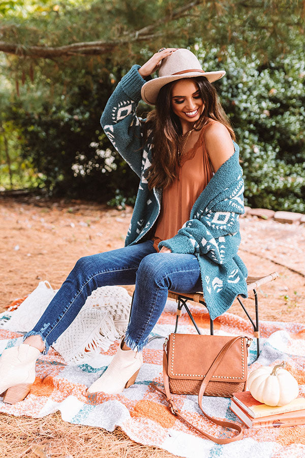 Campfires And Friends Cardigan In Teal