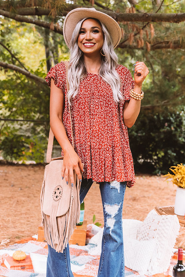 Serious Delight Babydoll Top In Rust