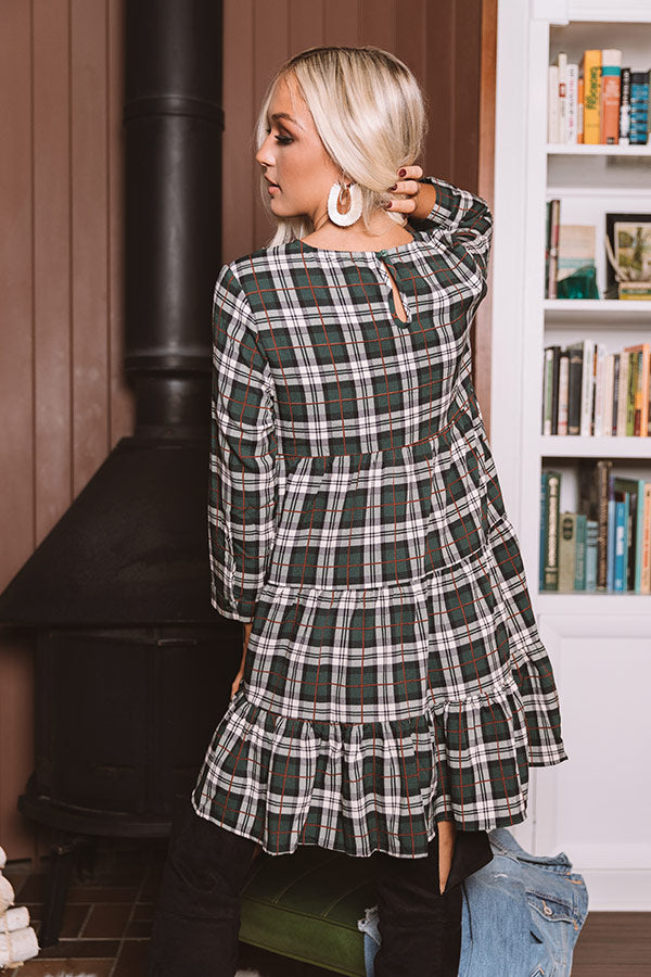 Cinnamon And Spice Plaid Babydoll Dress In Green Cinnamon And Spice Plaid Babydoll Dress In Green
