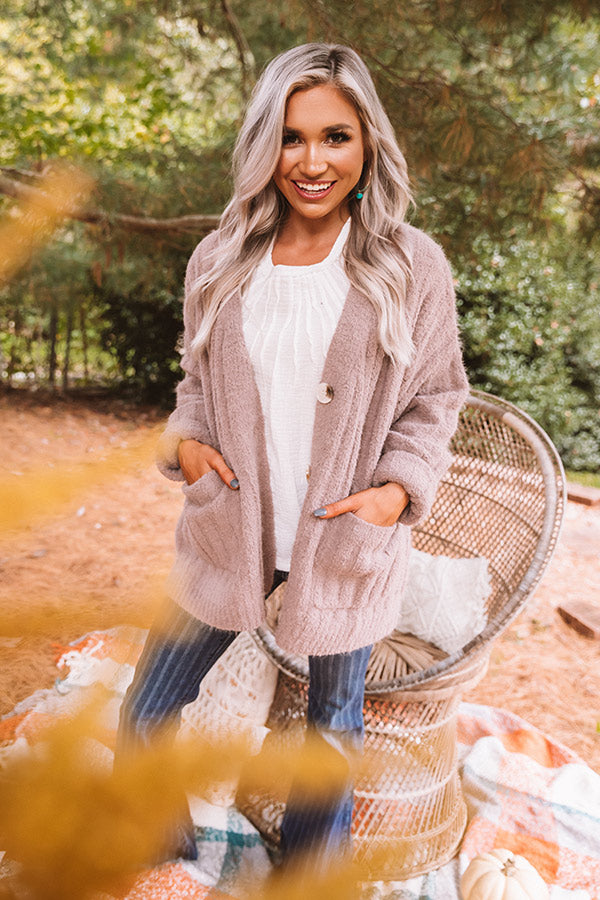 Autumn On Repeat Cardigan In Warm Taupe