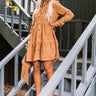 Fall Adventure Babydoll Corduroy Dress In Camel Image - 1