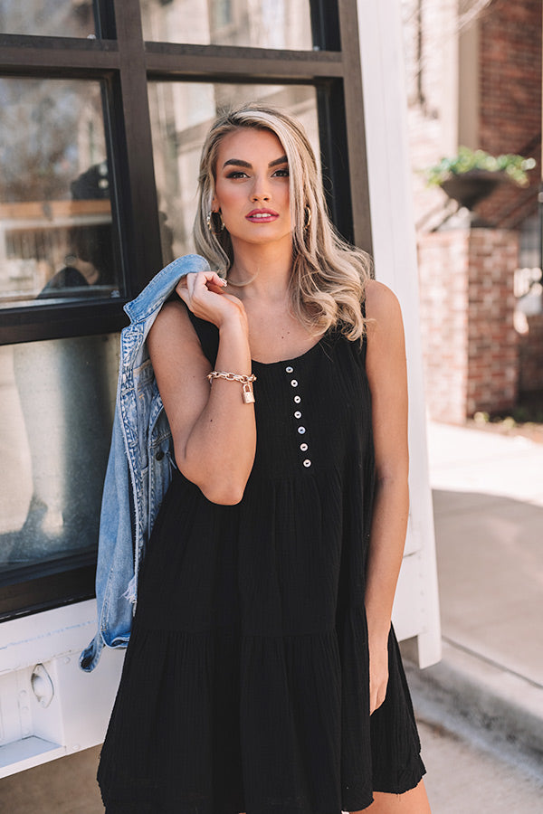 Vermont Views Babydoll Dress In Black