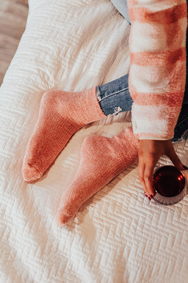 Cozy Factor Chenille Socks In Pink