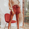 The Kirklynn High Waist Corduroy Shorts In Rust Image - 1