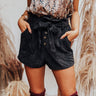 The Kirklynn High Waist Corduroy Shorts In Black Image - 1