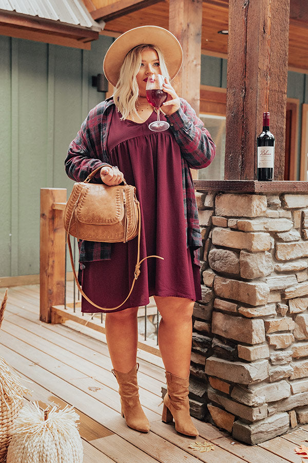 burgundy babydoll dress Long Sleeve Smocked Babydoll Dress