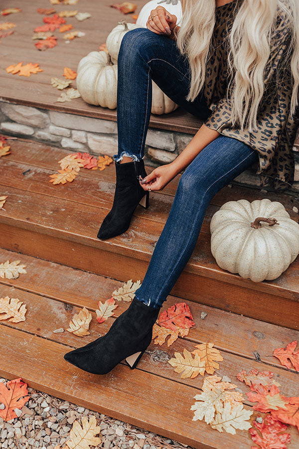 The Erin Faux Suede Ankle Bootie in Black
