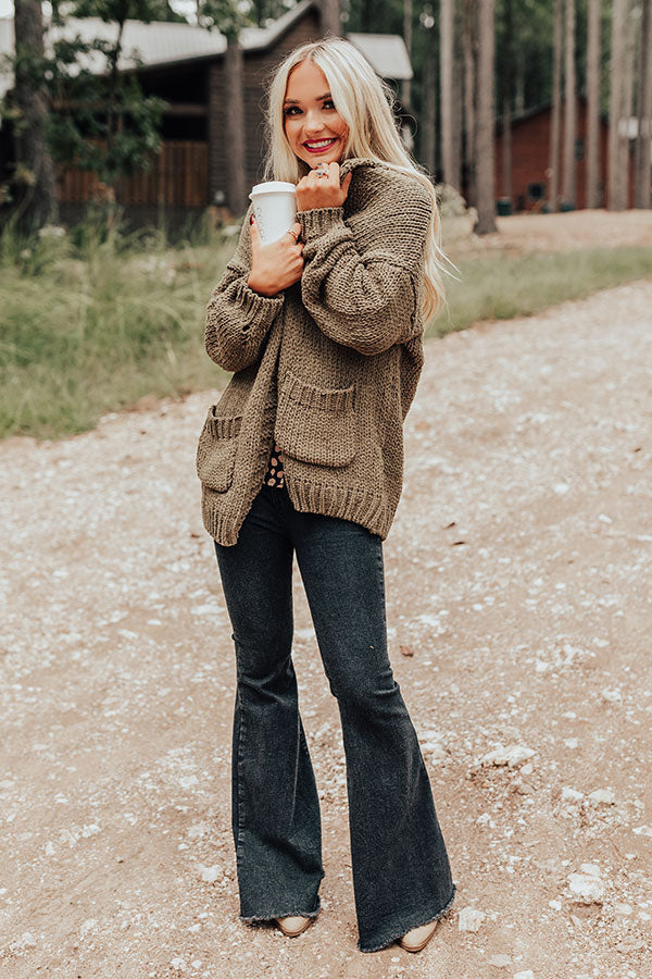 Snuggles So Soft Knit Cardigan In Martini Olive
