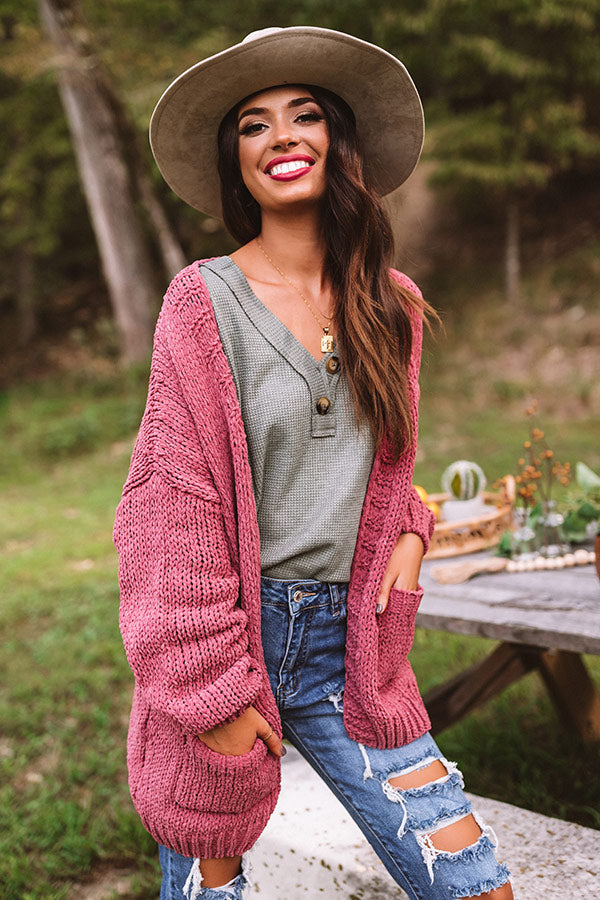 Snuggles So Soft Knit Cardigan In Rose