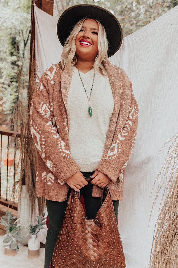 Campfires And Friends Cardigan In Mocha   Curves