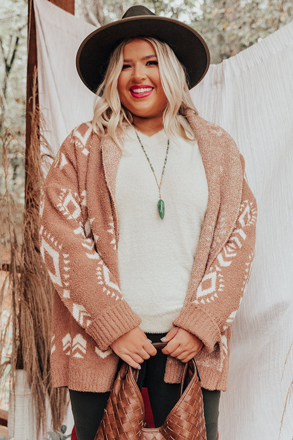 Campfires And Friends Cardigan In Mocha   Curves