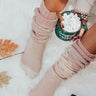 Cozy Surroundings Thigh High Socks In Blush Image - 1