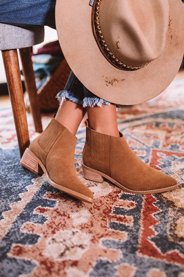 The Ada Faux Suede Bootie In Brown
