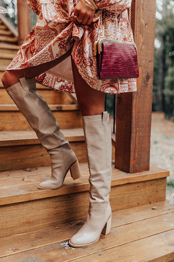 The Lynn Knee High Boot In Warm Taupe • Impressions Online Boutique