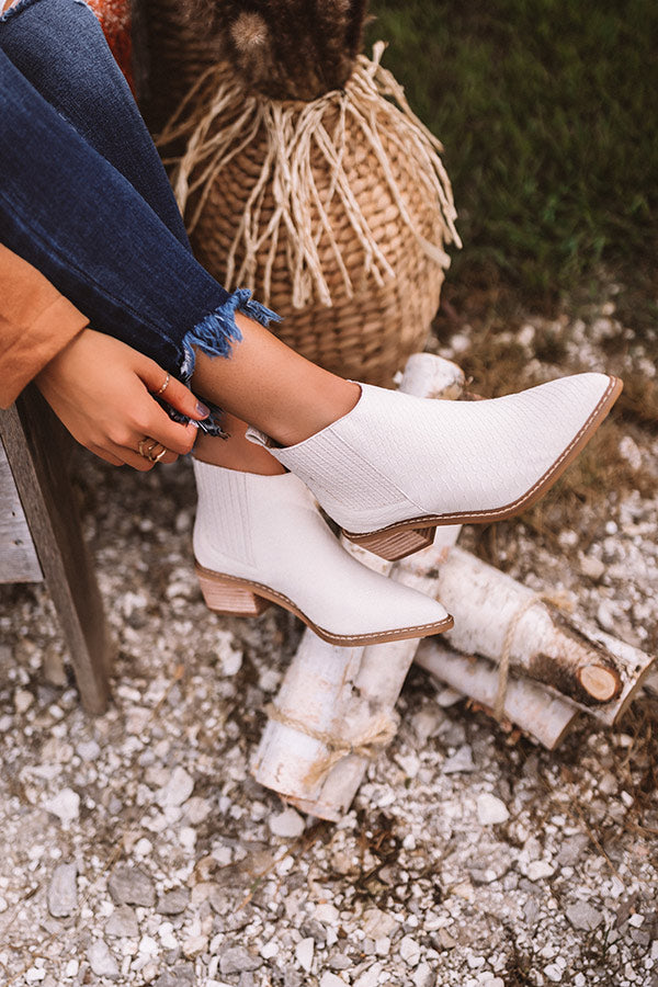 The Ada Faux Leather Bootie In Stone