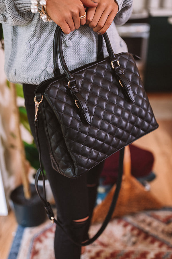 New York Fashion District Quilted Tote In Black