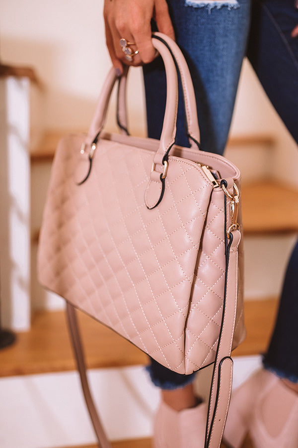 New York Fashion District Quilted Tote In Latte