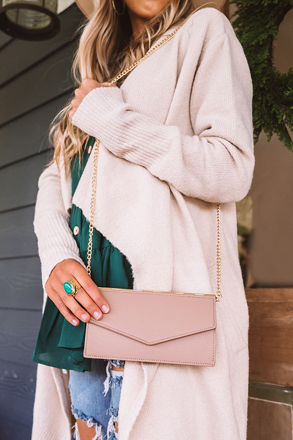 Lavish Life Faux Leather Clutch In Latte