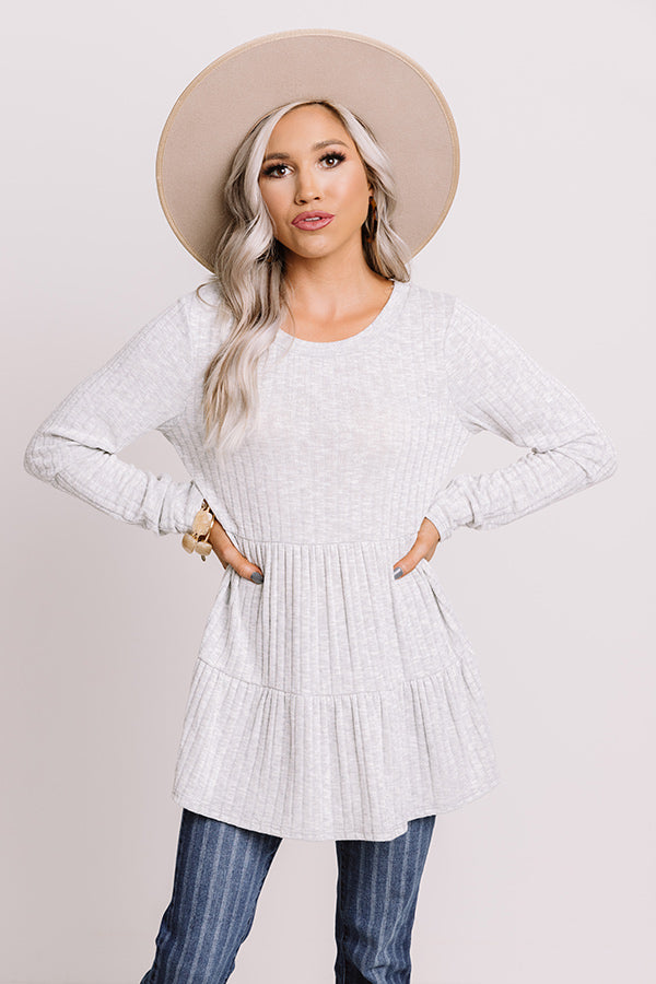 Worth The Wait Shift Top In Grey