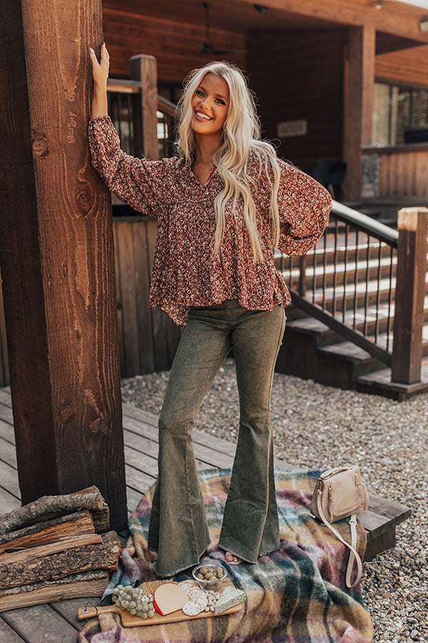 The Blakely High Waist Flares In Martini Olive