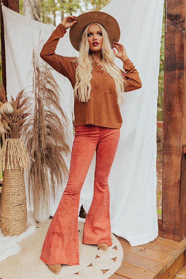 The Blakely High Waist Flares In Aurora Red