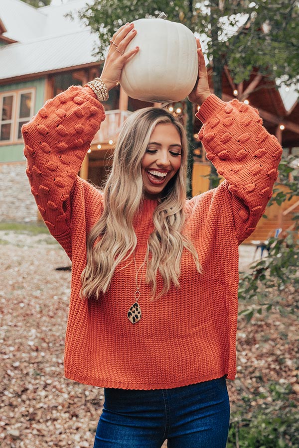Pumpkin Weather Knit Sweater In Rust