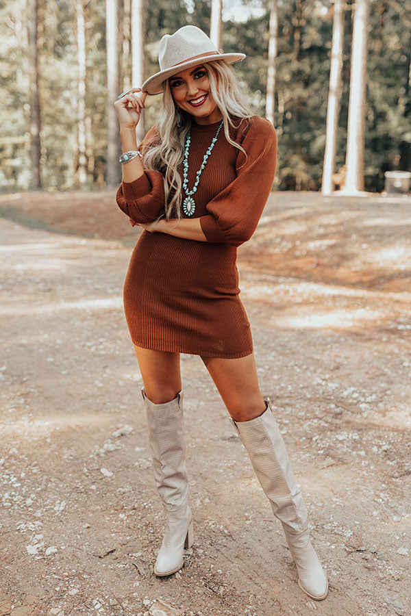 Abundant Love Sweater Dress In Chocolate