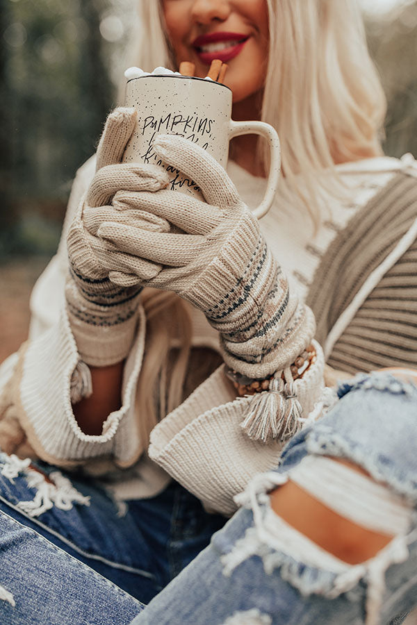 Vail Ski Trip Knit Gloves in Beige