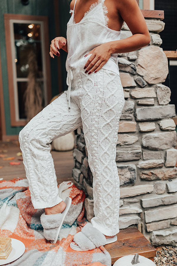 Never Too Cozy Cable Knit Pant In White