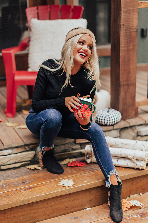 Vermont Fall Ribbed Top In Black