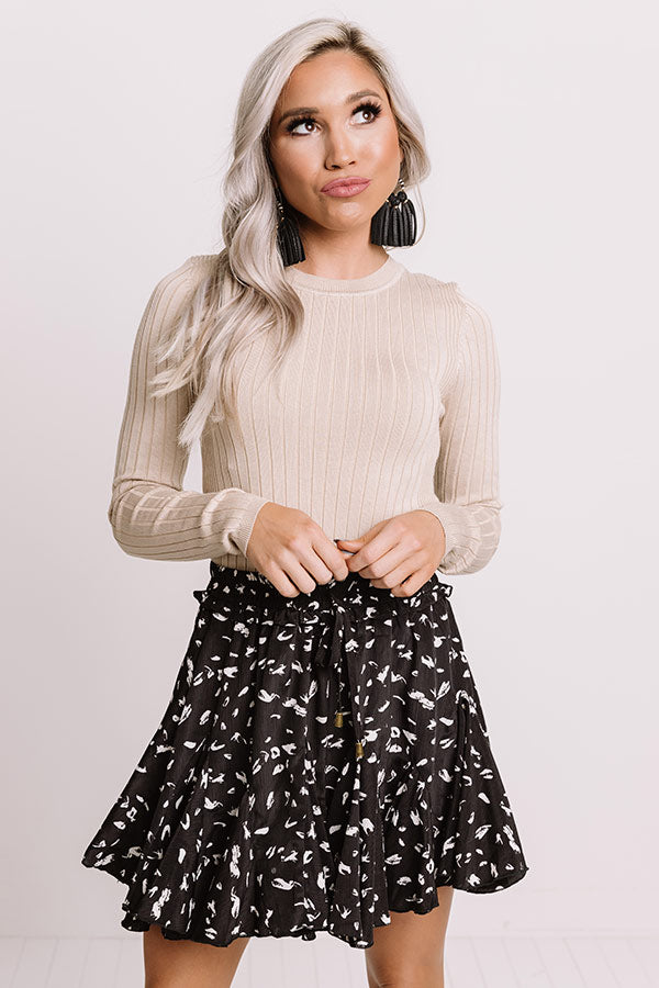 Vermont Fall Ribbed Top in Light Khaki