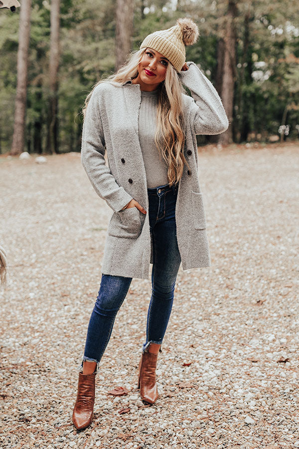 Wine In Winter Park Light Weight Coat In Grey