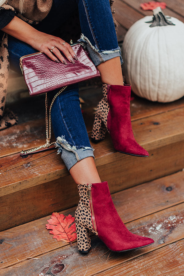 The Bailee Faux Suede Bootie In Wine