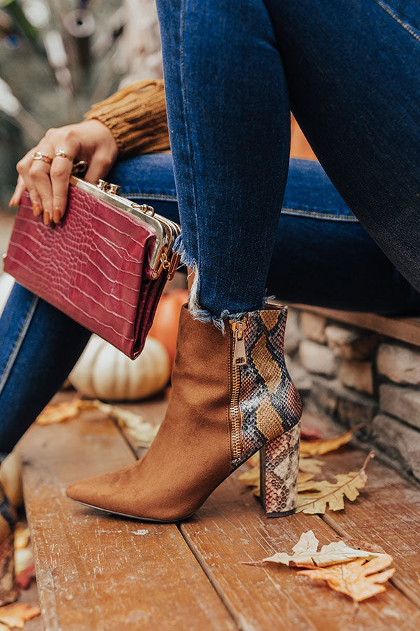 The Bailee Faux Suede Bootie In Chocolate