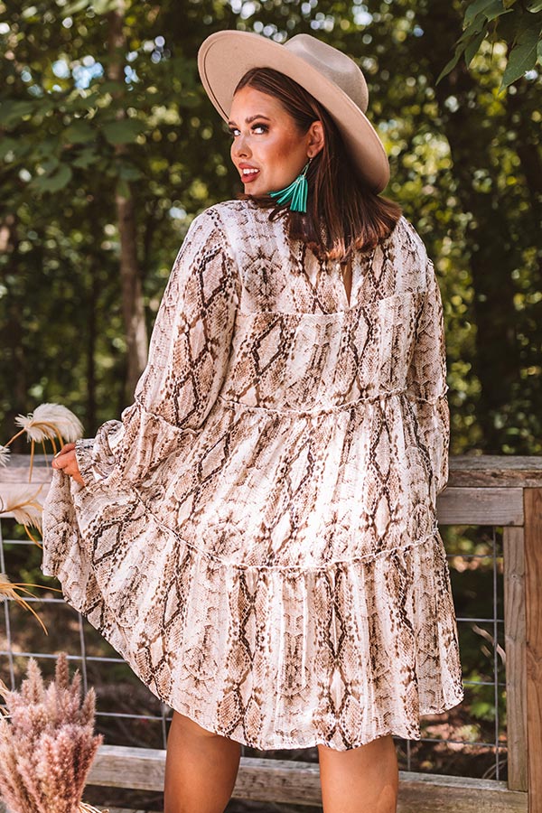 New York Fashion District Snake Print Dress in Brown Curves New York Fashion District Snake Print Dress in Brown Curves