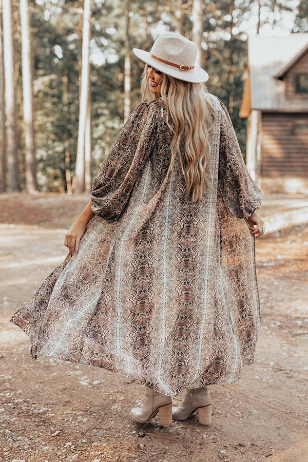 Bombshell Material Snake Print Duster in Brown