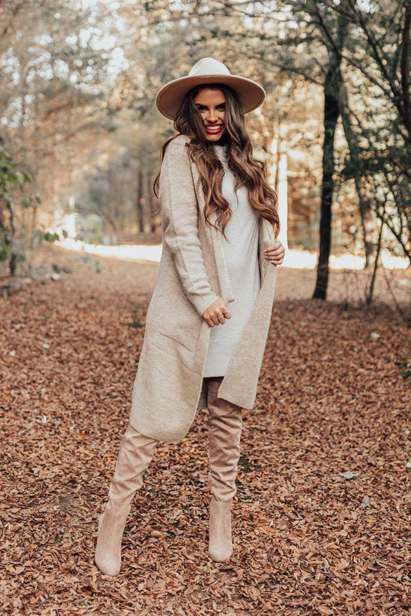 Fall In Fairfax Cardigan In Iced Latte
