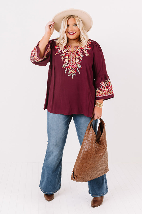 Headed To Manhattan Embroidered Shift Top  Curves