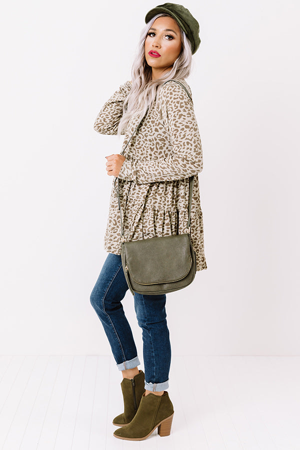 Believing In Forever Leopard Shift Top In Taupe