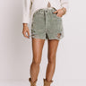 The Helene Distressed Corduroy Shorts In Pear Image - 1
